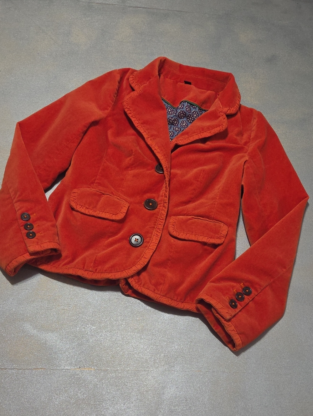 Boden Rust Orange Velvet COTTON. Blazer